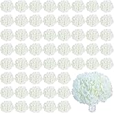 AVIVIHO 60pcs Hydrangea Artificial Flowers Bulk Ivory Full Fake Hydrangea Silk Flowers with Stems Ivory White Fake Flowers Heads for Wedding Party Home Centerpieces Arch Festival Decoration