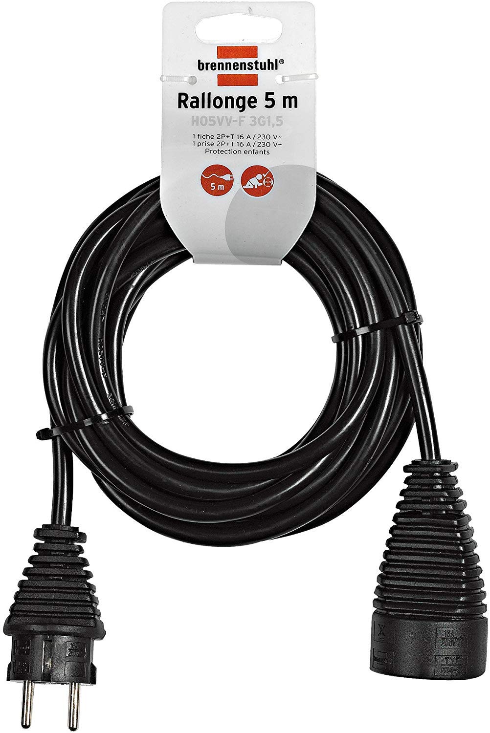 Brennenstuhl Electric Extension Cord, H05VV-F 3G1.5 - Black, Black, 1165441 โ image 1