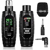 Devilclaw 48V Phantom Power Wireless XLR Transmitter Receiver - 0V/5V/48V Switchable Adapter for Dynamic & Condenser Microphones - 16CH UHF System for Mixer PA DJ Guitar