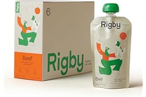 Rigby Organic Grass-Fed Beef Dog Treat Pouches – Low-Calorie Squeeze Treat for Enrichment, Meal Topping, Training & Pill Time – Supports Muscle, Digestive & Whole-Body Vitality – 6 Pack