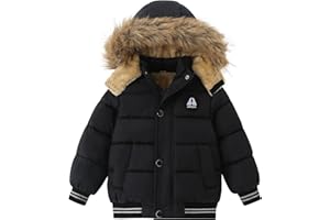 AMIYAN Toddler Down Winter Coat Boys Girls Fleece Jacket Hooded Thickened Warm Coat Outerwear for Kids 1-6 Years