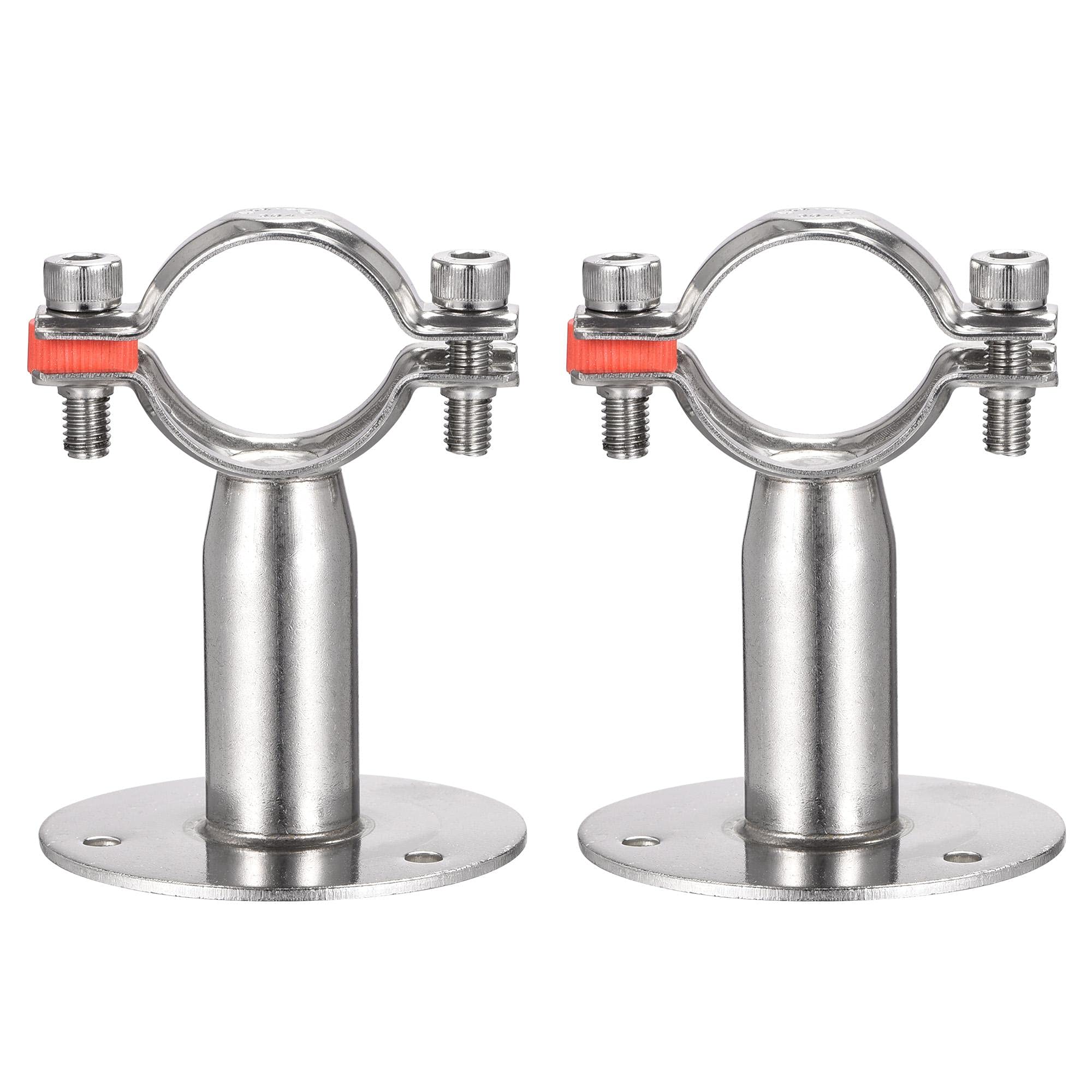 sourcing map Wall Mount Ceiling Mount Pipe Support, 304 Stainless Steel Adjustable Pipe Strap Clamp for 38-40mm Pipe 2pcs