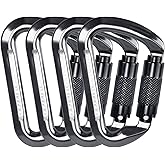 SEPEAK UIAA 30kN Climbing Carabiner Clips, Professional Heavy Duty Twist Locking Carabiners for Climbing,Mountaineering, Rappelling, Camping, Hiking, Swings, Large D Ring Hooks
