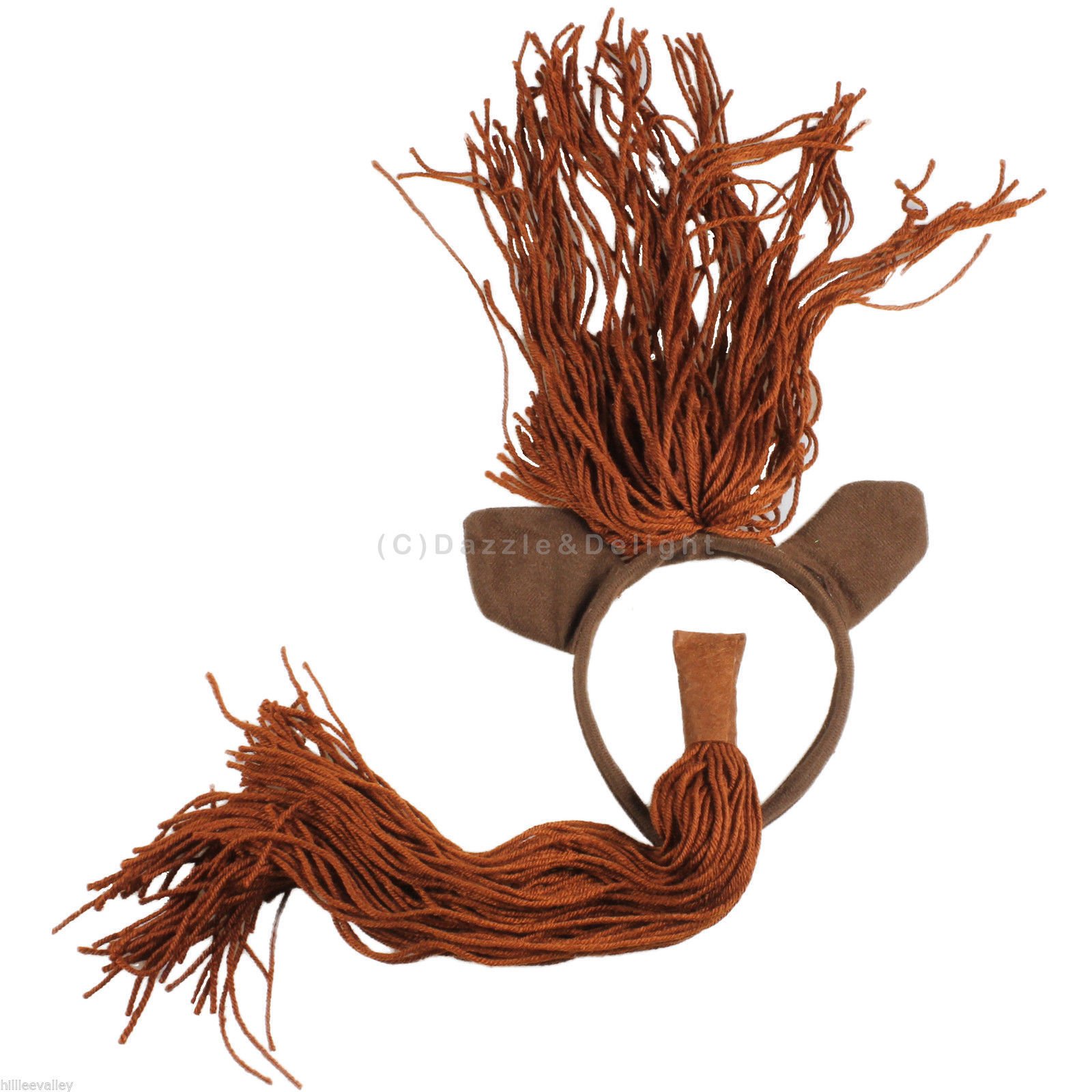 Lizzy ANIMAL EARS BOW TAIL SET Costume Accessory Fancy Dress Party Kids Adults (Horse Set)