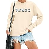 LUKYCILD Embroidered Sheep Sweatshirt for Women Cute Farm Shirts Funny Animal Sweater Casual Graphic Long Sleeve Tops
