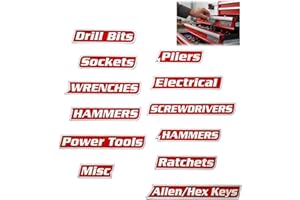 GENERIC 12 Pack of Magnetic Toolbox Labels, Magnetic Tool Box Labels, General Toolbox Drawer Organize Accessories, Reusable Tags for Steel Toolboxes, Carts, Drawers (Red)