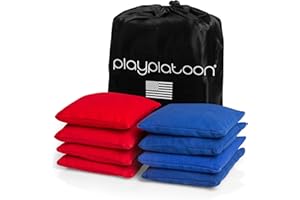 Play Platoon Cornhole Bags Weather Resistant- Set of 8 Regulation Bean Bags for Tossing- Official Professional Size & Weight 