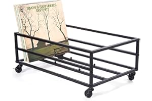 EGMEHOAD Vinyl Record Storage Holds Up to 150 Lps, Mobile Record Holder with Wheels, Album Storage for Vinyl Records, Lp Storage Black Iron
