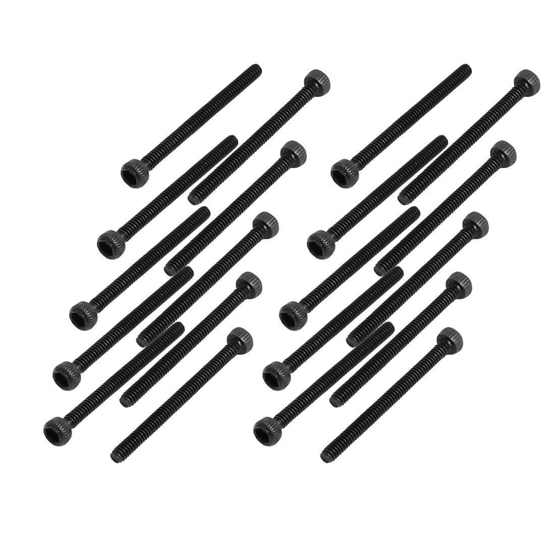 Sourcingmap M1.6x20mm Alloy Steel Hex Socket Head Knurled Cap Screw Bolt Black 20pcs