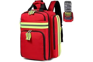 Gatycallaty First Aid Backpack - Medical Evacuation Bag - Red Emergency Lifeguard Bag for Ems Emt First Responder Trauma (Red)