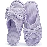 GOEWY Cute Slippers for Women Indoor and Outdoor Cozy Soft Bow Open Toe Womens Slippers with Memory Foam Anti-Skid Sole Slides Spa Birthday Gifts for Women Mom Her Ladies Bridesmaid