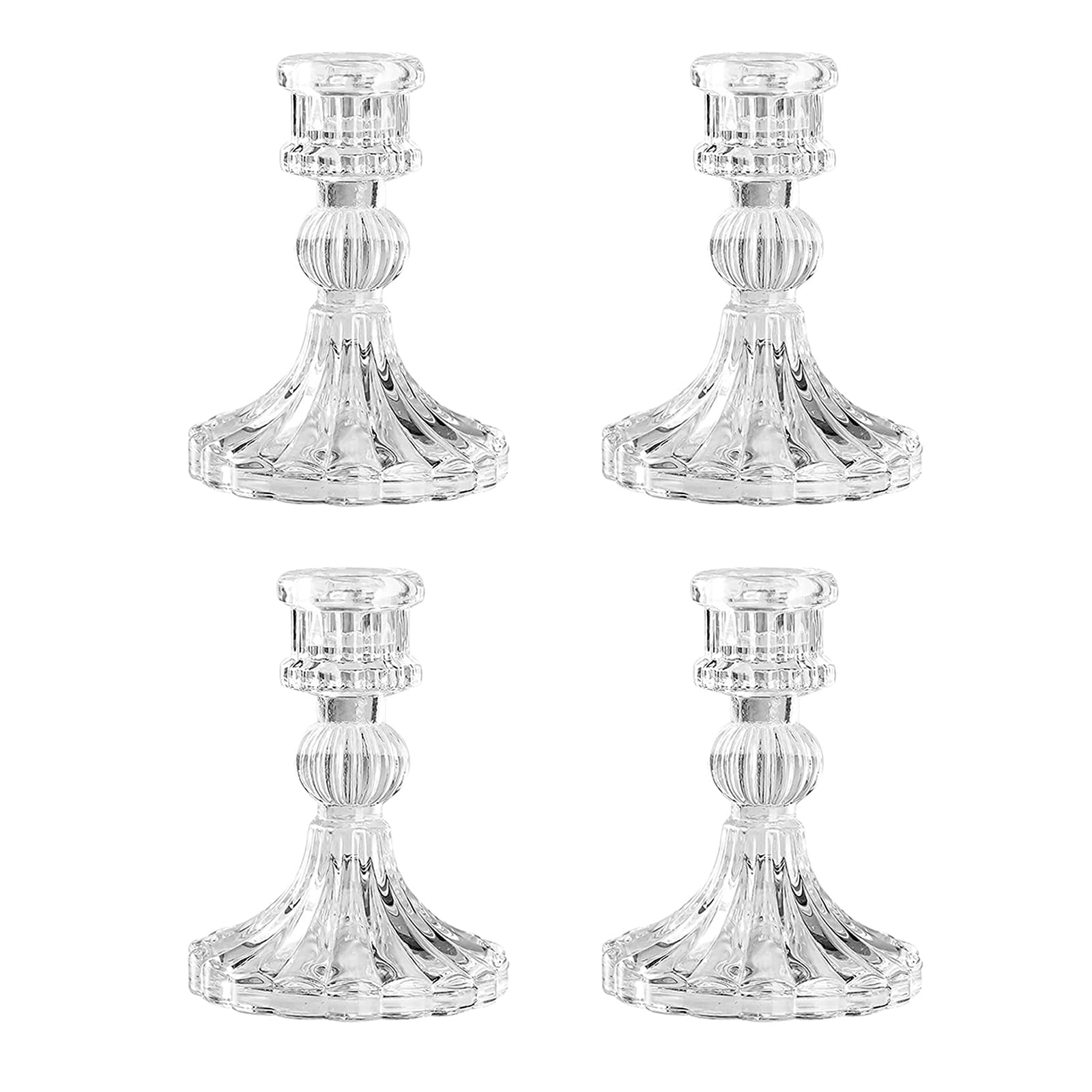 Glass Candlestick Holder, Clear Taper Candle Holders, Crystal Glass Candle Holder for Wedding, Home, Party Decoration