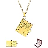 ziella To My Love Book Necklace for Women,Openable Multi Layer Book Necklace with 6 Pages of Engraved Information,Heart Locket Necklace Gifts for Sister/Wife/Love/Girlfriend/Mom (To Sunny Love, Gold)