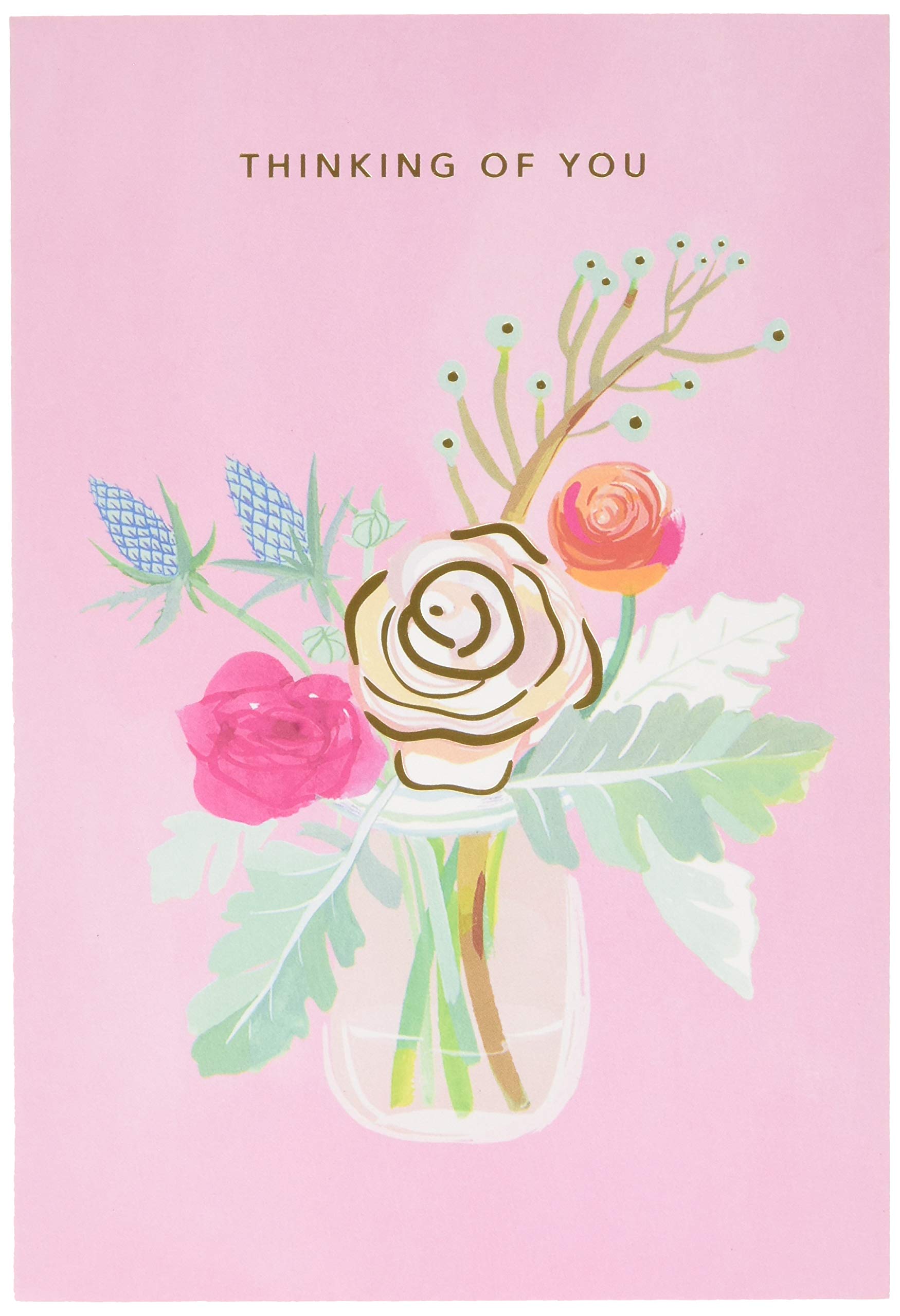 Hallmark Thinking of You Card - Floral Good Mail Design, Pink Flower Jar Card
