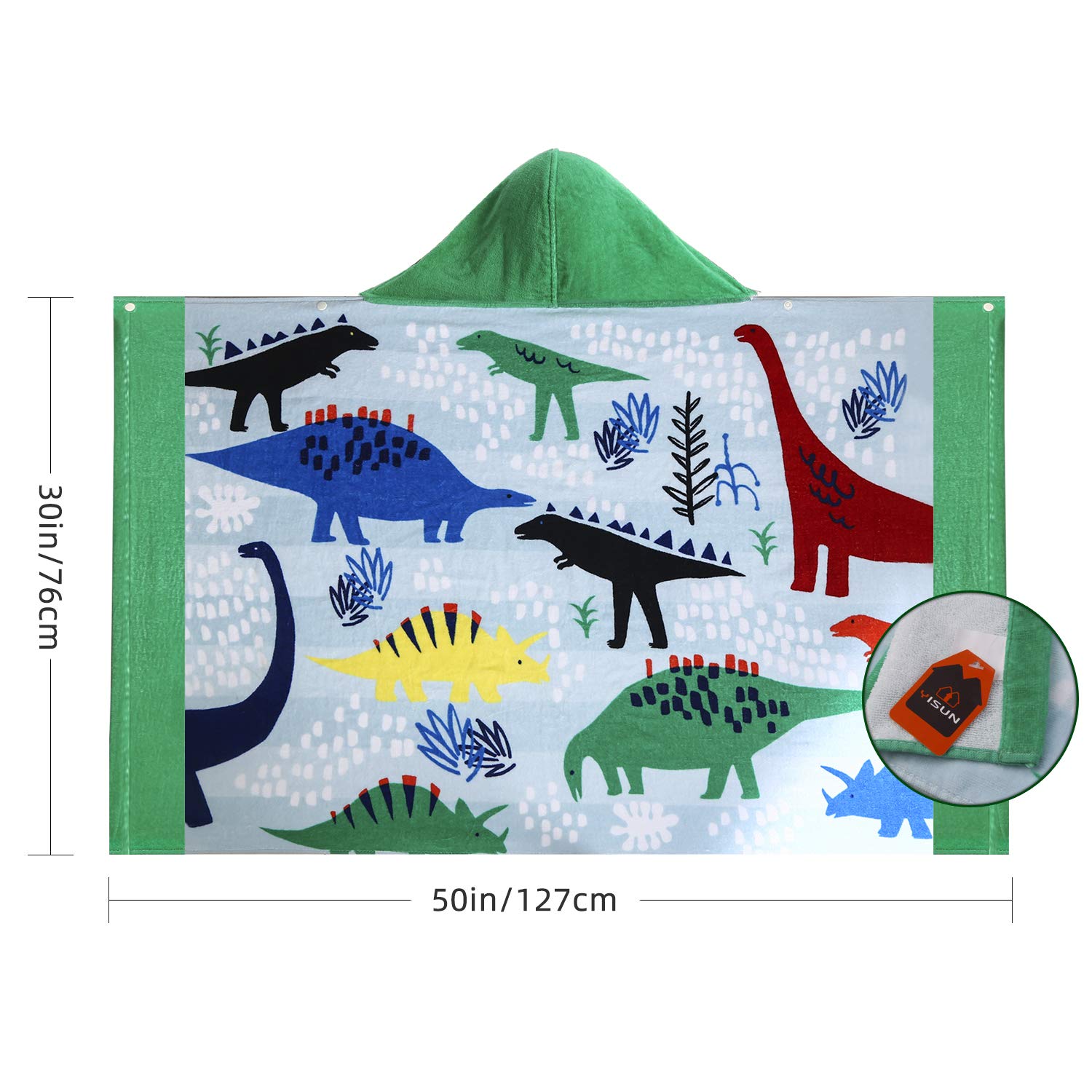 Yisun Serviette De Bain Plage Piscine Enfants Capuche Poncho Coton Leger Pour Fille Garcon Voyage Dinosaures Vert Fille Ameublement Et Decoration Voxloud Com