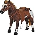Qaba Sound-Making Ride On Horse for Toddlers 3-5, with Neighing and Galloping Sound, Stuffed Animal Horse Toy for Kids with Padding, Soft Feel, Brown