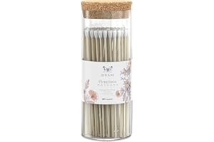 ZIKANI White Tip Fireplace 8-inch Long Shabbat Matches Pack of 80 Decorative Safety Matches with Cork Top Glass Holder Including Striker Ideal for Lighting