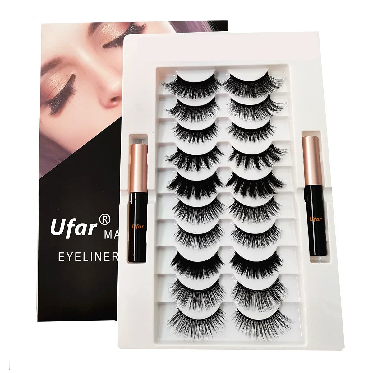 Magnetic Eyeliner and Lashes Kit, [2021 Upgraded - Totally No Glue Needed Magnetic Eyelashes with Eyeliner Kit] Waterproof, Long Lasting, Cruelty Free