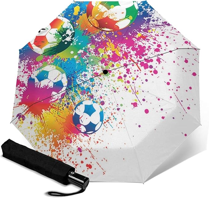 Sport Football Watercolor Automatic TriFold Umbrella Waterproof