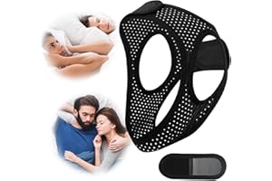 GNAYE Anti Snoring Devices, Breathable Air Flow Jaw Strap for Sleep Apnea, Reusable, Effective, and Adjustable Anti Snore Chin Strap, Chin Strap for Sleeping to Keeping Mouth Closed, Black 61CM