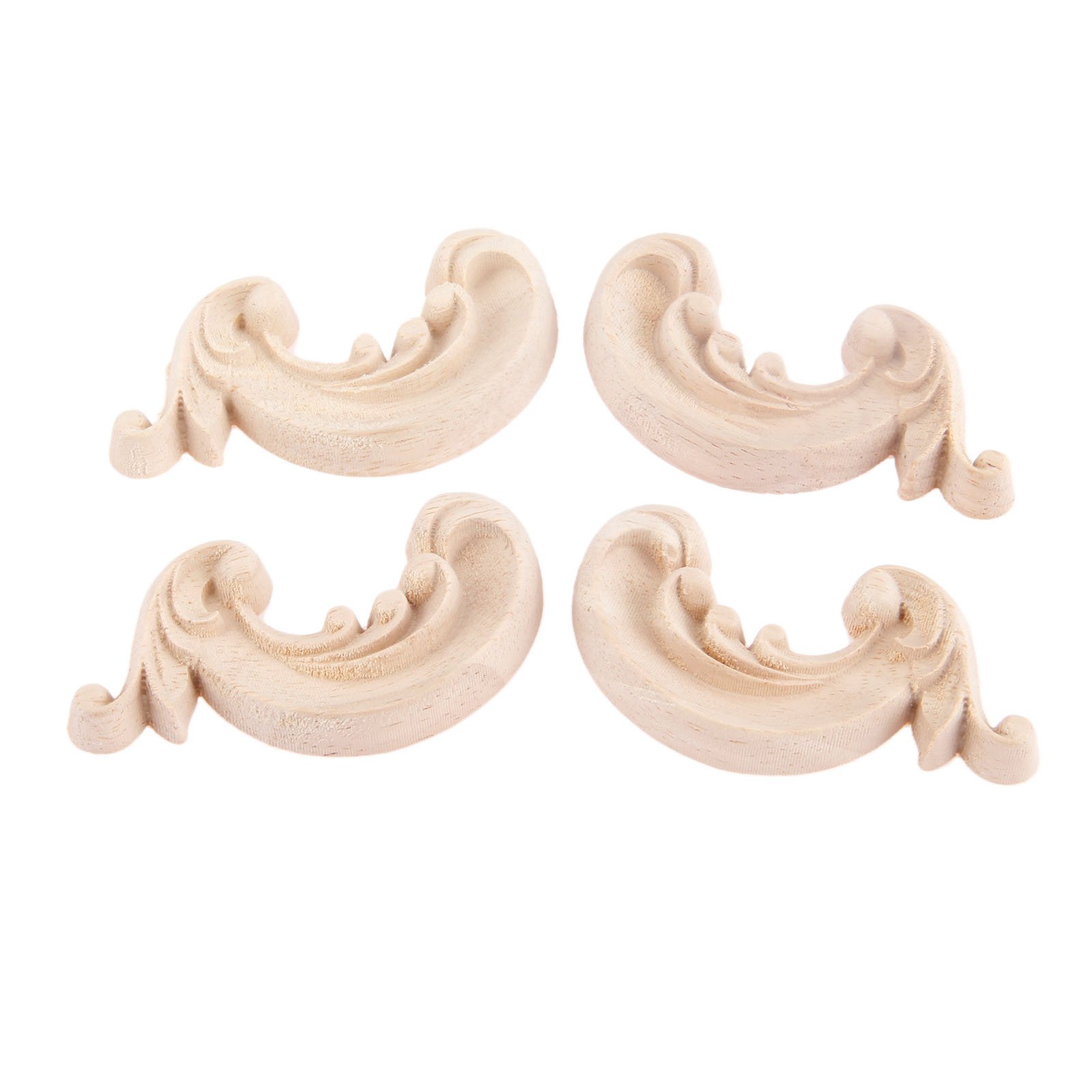 MUXSAM 4pcs 6x6cm Wooden Carving Corner Decal Decorative Flower Board for Walls Doors Cabinets- Left and Right