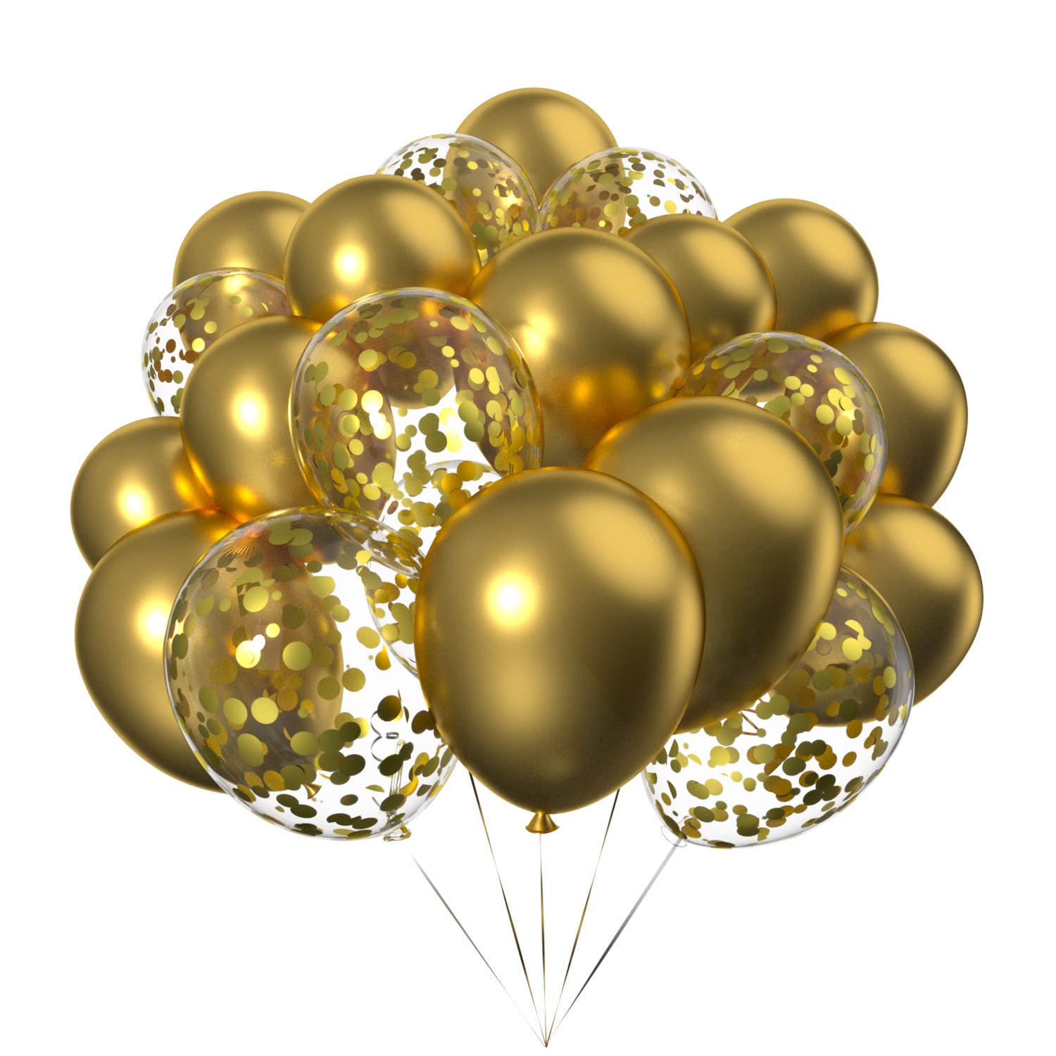 50pcs Gold Metallic Confetti Balloons 12 inch Helium Chrome Balloons for Parties Decoration