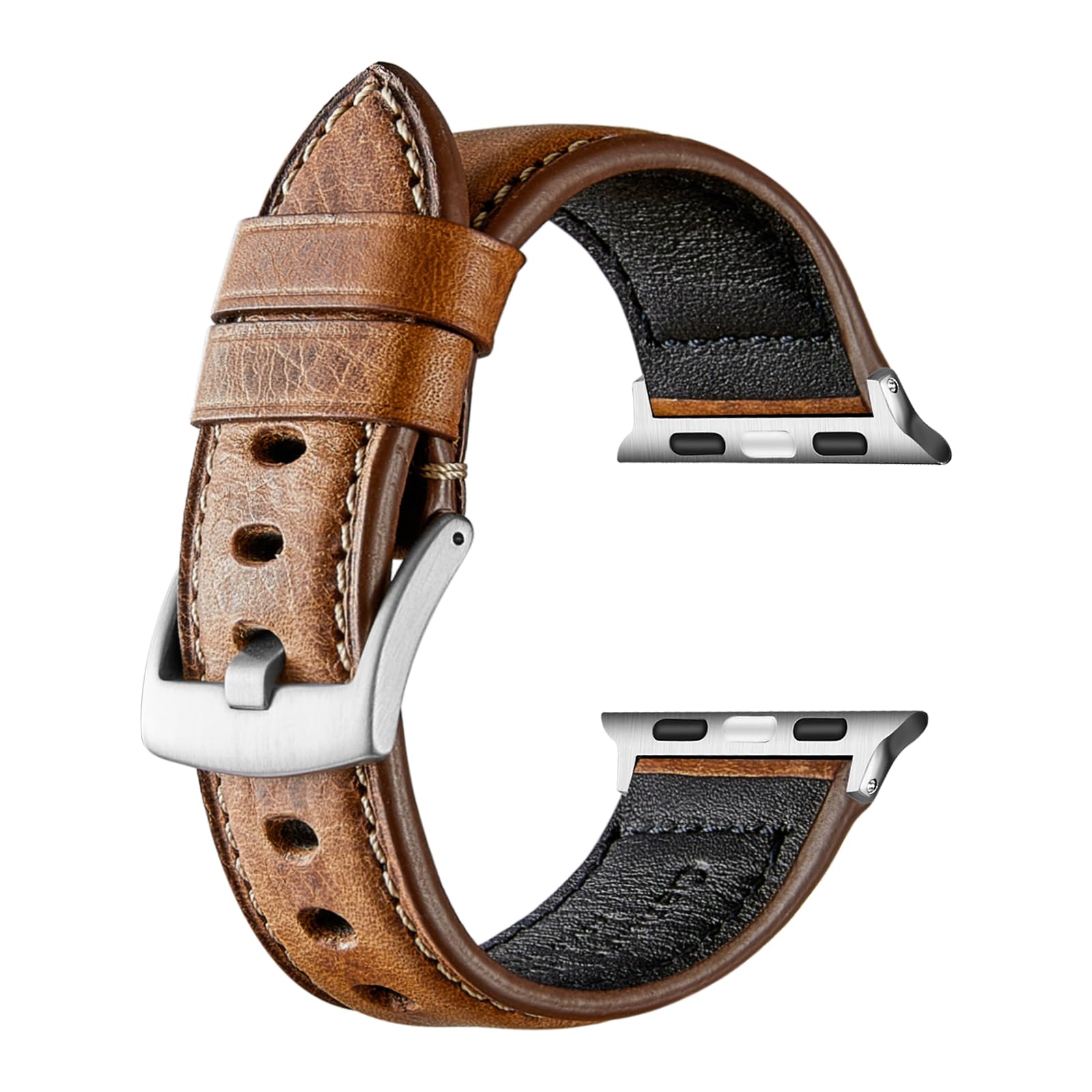 Avohome Genuine Leather Watch Strap Compatible with Apple Watch Band 38/40/41mm , Oil Wax Leather Band Replacement for iWatch Series 7 6 SE 5 4 3 2 1.