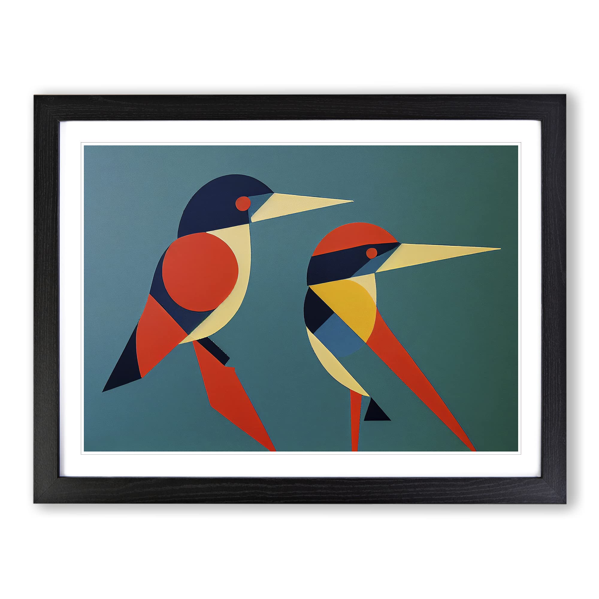 Kingfisher Bird Abstract Vol.1 Framed Print | A4 Black Framed Wall Art | Ready to Hang | Abstract Fantasy Picture | Living Room Bedroom Lounge Office