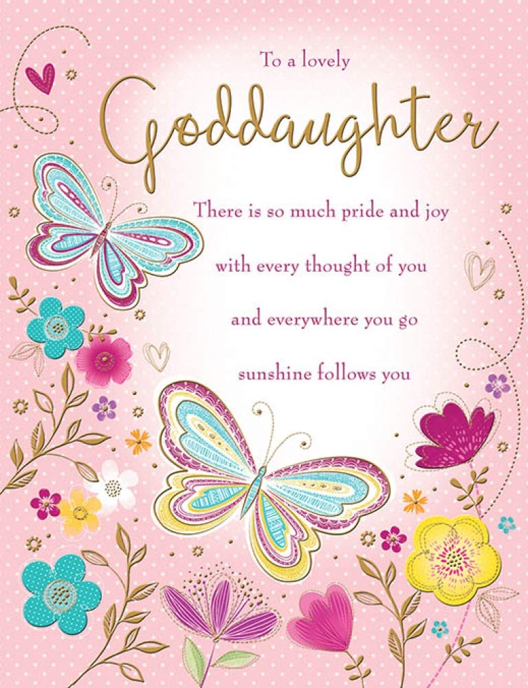 Piccadilly Greetings Traditional Birthday Card Goddaughter - 8 x 6 inches,Pink