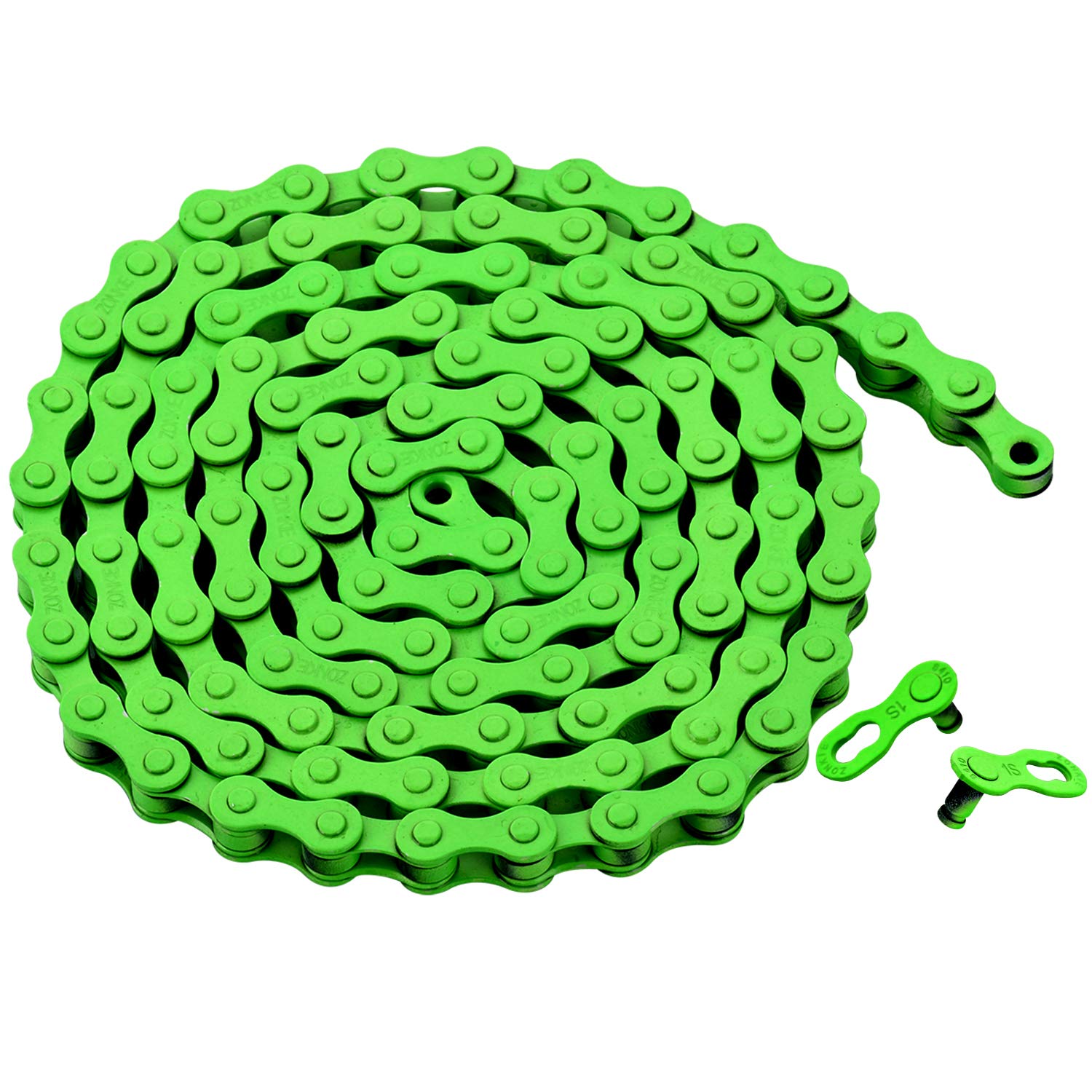 zonkie Single-Speed Bicycle Chain 1/2 x 1/8 Inch 116 Links (Green, 1/2" ×1/8" 116 links)