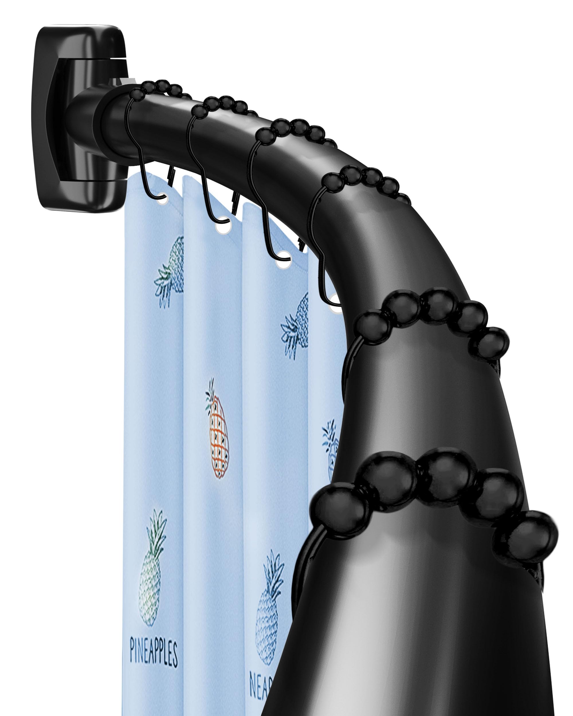 Photo 1 of Curved Shower Curtain Rod,33-78 inches Adjustable Arched Round Shower curtain rods,Rustproof Black Curved Shower Curtain Rod for Bathroom, Premium Stainless Steel Need to Drill