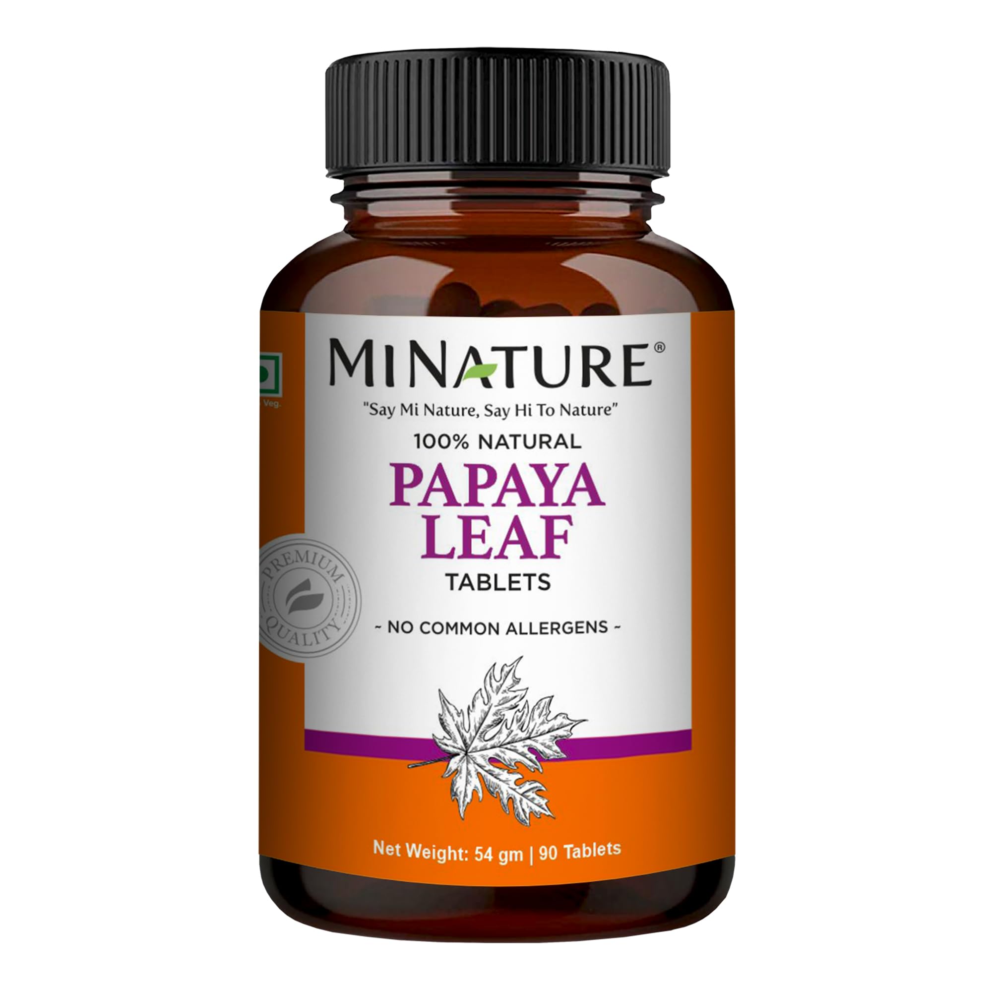 Papaya Leaf Tablets by mi Nature| 90 Tablets, 1000 mg| Vegan| Papaya Leaf|