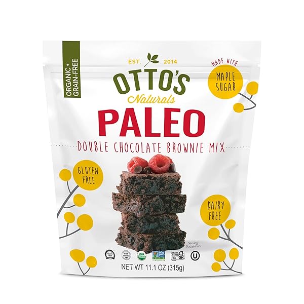 OTTO’S NATURALS PALEO BROWNIE MIX – ORGANIC, GLUTEN-FREE, NUT FREE, NON-GMO VERIFIED, MADE WITH ORGANIC CASSAVA FLOUR – 11.1 OUNCE BAG (PALEO DOUBLE CHOCOLATE BROWNIE MIX – PALEO BROWNIE SINGLE)
