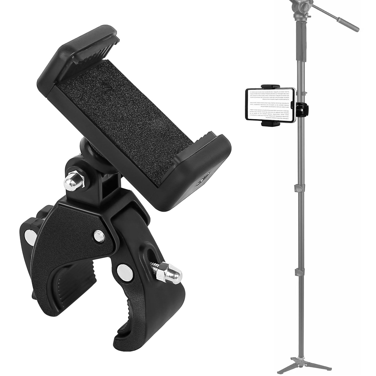 Mic Stand Phone Holder Clip Microphone Arm Mount Clamp 360° Rotation Bike Cellphone Holder for Live Streaming Shooting Videos Traveling