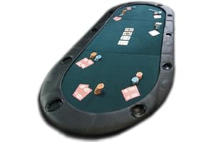 Trademark Poker 78" Light-Weight Texas Hold'em Poker Foldable Tabletop with Padded Armrest and Cupholders for 10 Players, Green (841606GNO)
