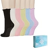 Benefeet Sox Pilates Socks Women Non-Slip Grip Ruffle Frilly Yoga Socks Slipper Sock for Barre Hospital Workout 5/6 Pair