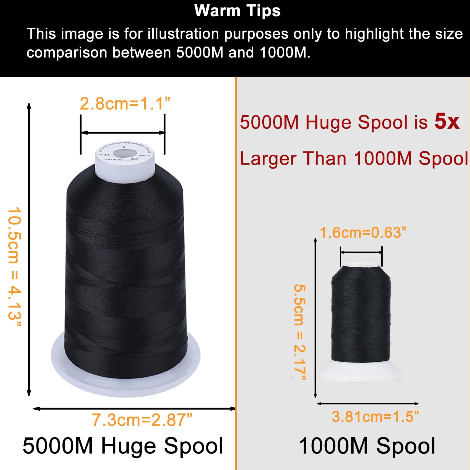 Simthread 5500Yds Embroidery Thread, 5000M High-Yardage 40WT 100% Polyester Thread – 170+ Vivid Colors, High-Speed Rated – Compatible with Brother, Singer, Janome & More - White 001