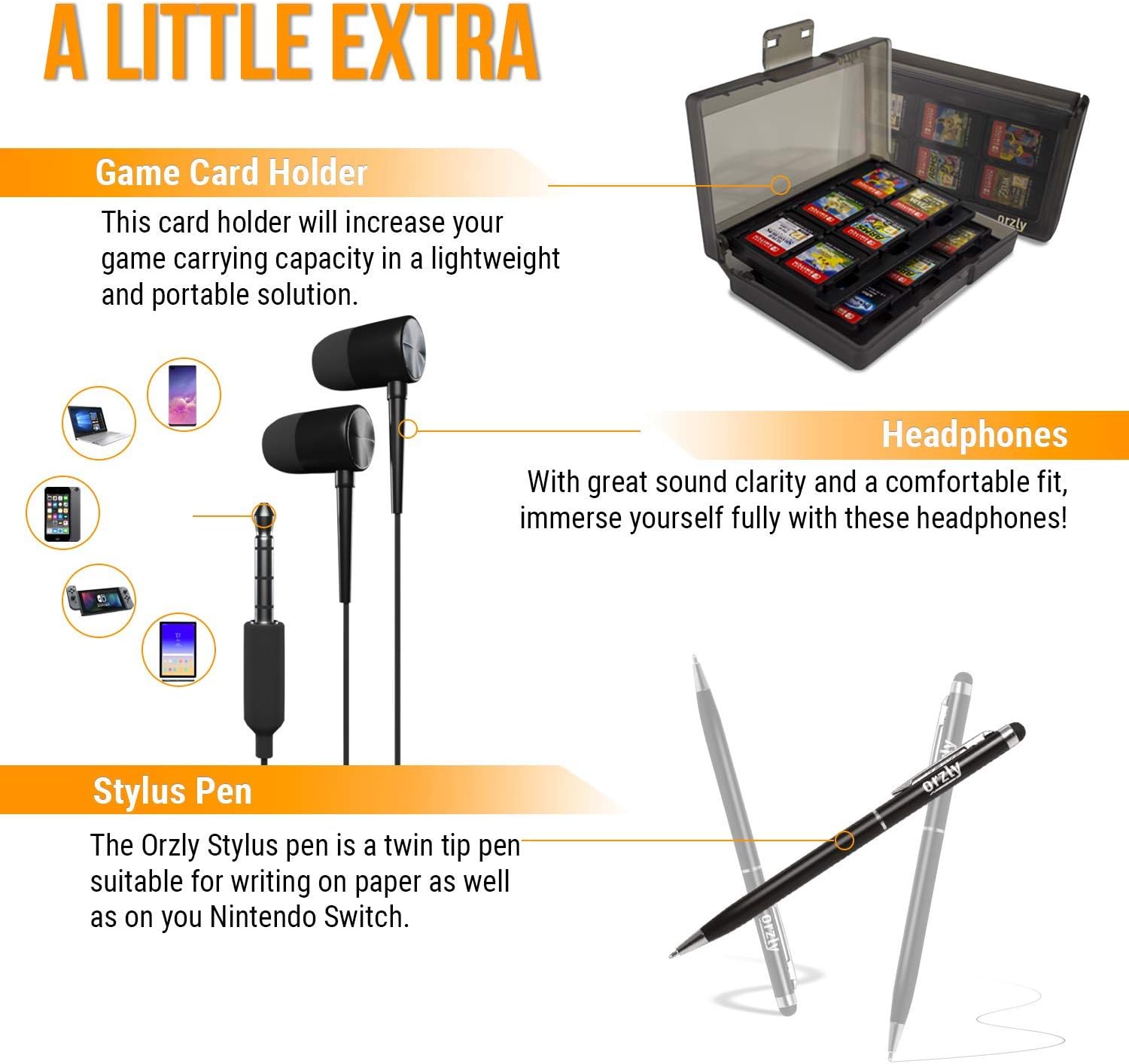 Switch Accessories Bundle - Orzly Geek Pack for Nintendo Switch: Case & Screen Protector, Joycon Grips & Racing Wheels, Switch Controller Charge Dock, Comfort Grip Case & More - JetBlack: Computers & Accessories