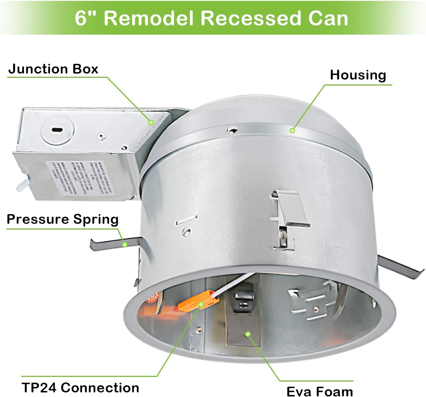 Hykolity 6 Inch Remodel Recessed Light Can Housing 12 Pack Shallow Type