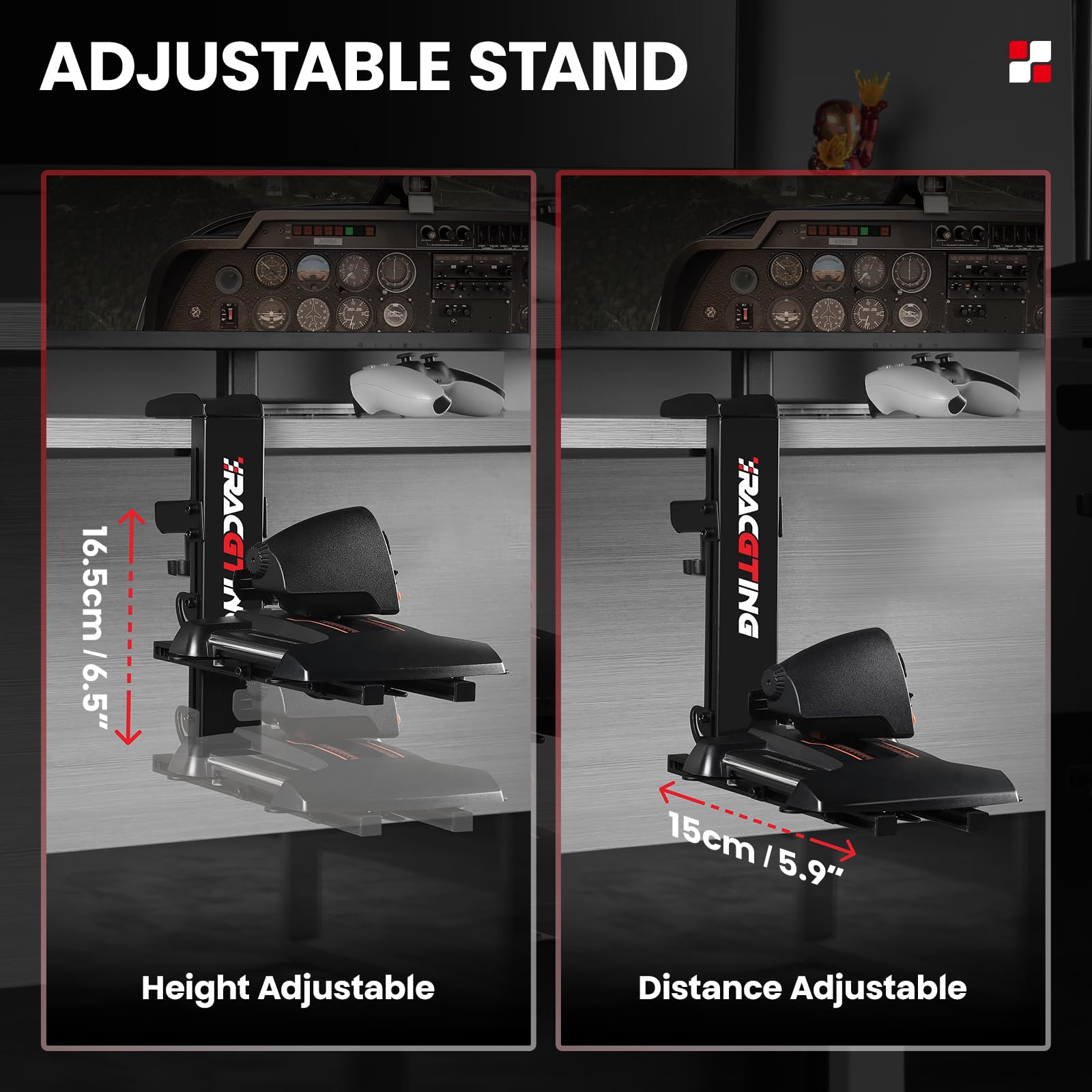 RACGTING Hotas Mount for Logitech X56,X52,X52 Pro, Throttle and Hotas Systems for Thrustmaster T Flight HOTAS,Thrustmaster T.16000M, Thrustmaster TCA,Hotas Desk Mount for The Flight Sim Game Joystick