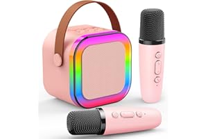 Eimterlan Karaoke Machine for Kids, Kids Karaoke Machine for Girls with 2 Wireless Microphones Mini Portable Bluetooth Speaker Kids Karaoke Machine Gifts for Girls and Boys Family Party (Pink)