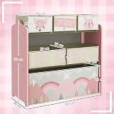 ZONEKIZ Kids Storage Unit with 6 Fabric Bins Pink 63 x 30 x 66 cm view 3