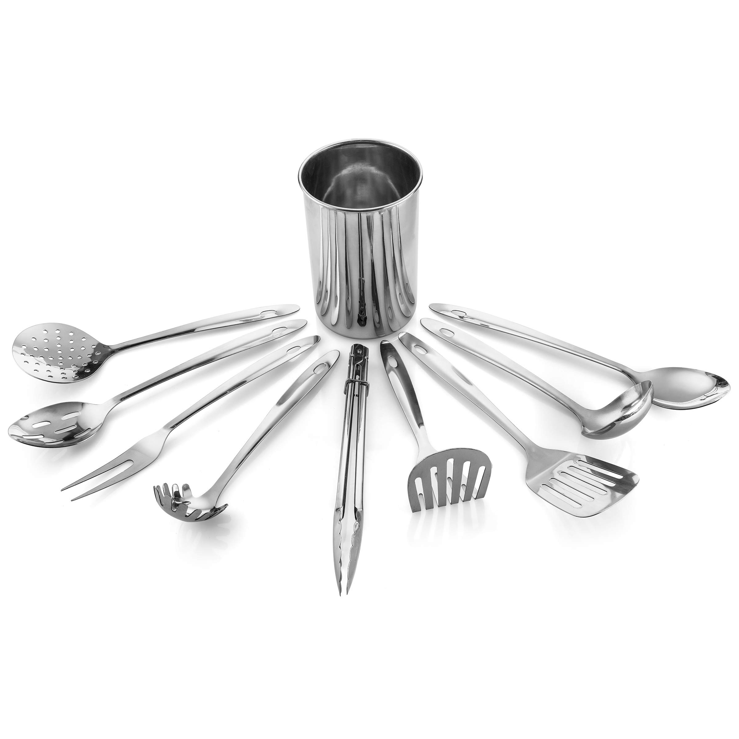 FineDine Premium Stylish 10Piece Kitchen Utensil Set, Modern Stainless