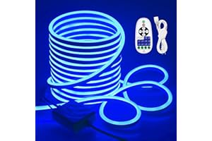 Samsion Blue Neon Rope Lights 50FT LED Neon Light Strip Waterproof LED Neon Flexible Light Strip 15M 120LEDs/M AC 110V~130V LED Rope Lights Dimmable for Bedroom Indoor Outside Garden Decoration
