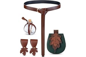 Twistover 6 Pcs Women Renaissance Accessories Leaf Belt Bag Medieval Viking Belt Potion Bottles Leather Skirt Hikes
