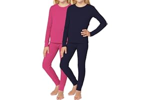 Rene Rofe Girls Thermal Underwear Set - 4 Piece Waffle Knit Long Sleeve Thermal Shirt and Long Johns Thermal Pants Set