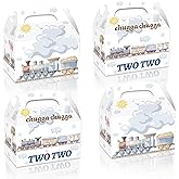 Bialowase 12 Pack Train Party Favor Box, Vintage Train Birthday Party Handheld Paper Box, Train Themed Square Favor Gift Boxes for Birthday Party, Holiday Treats and Events