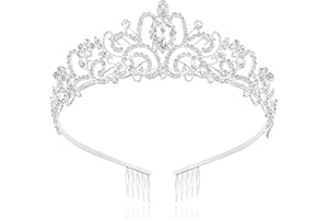 TAROSE Crowns for Women and Girls, Queen Crystal Gold Silver Tiaras with White Rhinestone and Combs, Goddess Crown for Wedding Bride Birthday Princess Bridal Shower Hair Accessories for Women