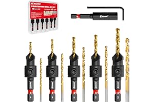 EZARC Countersink Drill Bit Set, 12 PCS Counter Sink Drill Bit Adjustable, #4, #6, #8, #10, #12, Magnetic Extension bit Holder for Woodworking with Storage Box