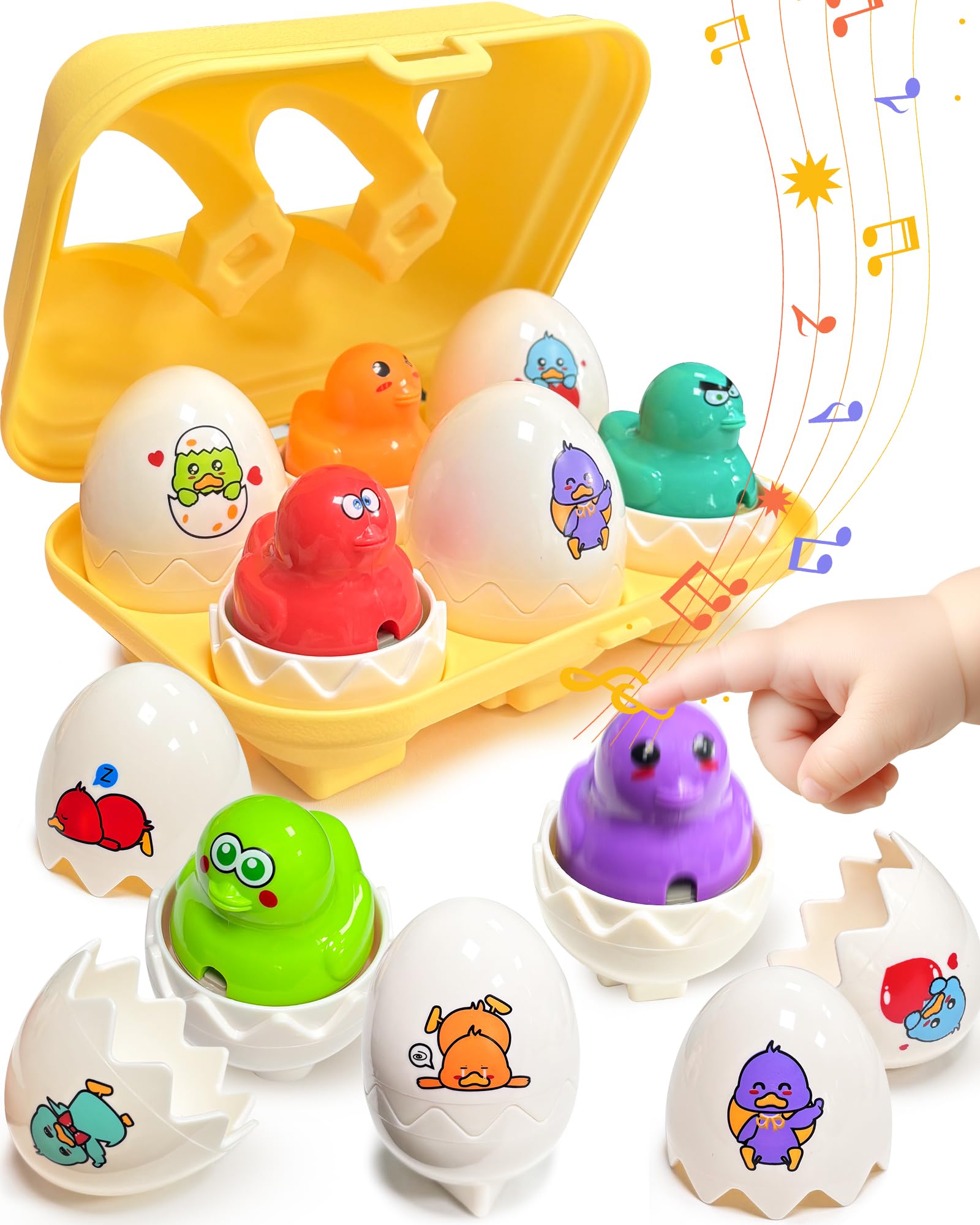 Zartores Easter Basket Stuffers for Toddlers 1-3, Easter Egg Toys for Toddlers 1-3, Matching Sensory Eggs Toys, Easter Birthday Gifts Prefilled Eggs with Toys for 3 Year Old Girls Boys